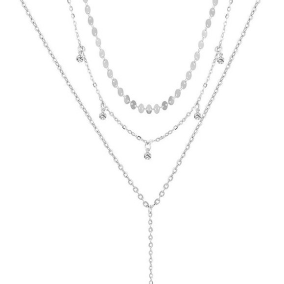 Silver Moon Necklace + Disc & Rhinestone Choker - Picture 2 of 7